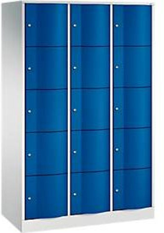 C+P Schließfachschrank Resisto mit 15 Fächern, Korpus Lichtgrau und Front Enzianblau, H x B x T: 195 x 115 x 54 cm - Bild 4