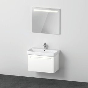 Duravit Möbel-Set No. 1 mit Waschtisch, Unterbau und Spiegel in Weiß Matt mit LED Beleuchtung und Rasiersteckdose, Breite: 80 cm - Bild 1