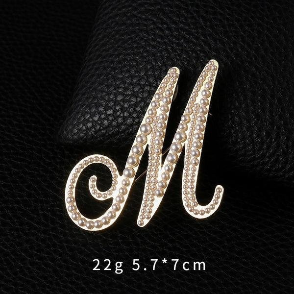 YIRAN Jewelry Brosche, simulierte Perlenbuchstaben Initialen, Goldfarbe, Damen - Bild 1