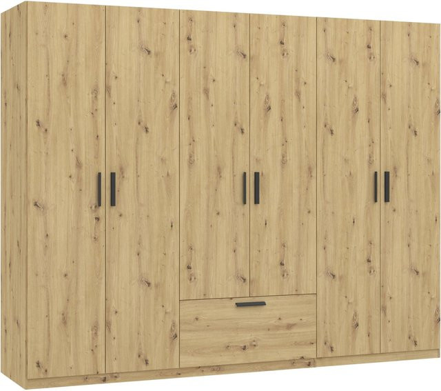 Mömax Drehtürenschrank Milos in Eiche Artisan mit Schubladen und Kleiderstange, H x B x T: 210 x 270 x 54 cm - Bild 1