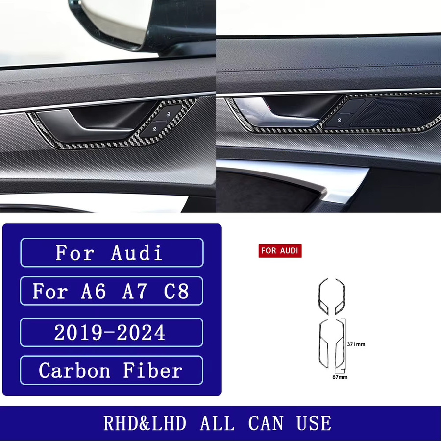 Carbon-Faser Innentürgriff Schalterabdeckung für Audi A6 A7 C8 2019-2024 in Schwarz - Bild 5