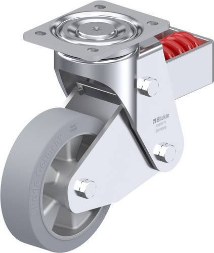 Blickle LHF-ALEV 160K-SG Lenkrolle gefedert in Silber und Grau mit 160 mm Rad-Durchmesser und 400 kg Tragfähigkeit - Bild 1