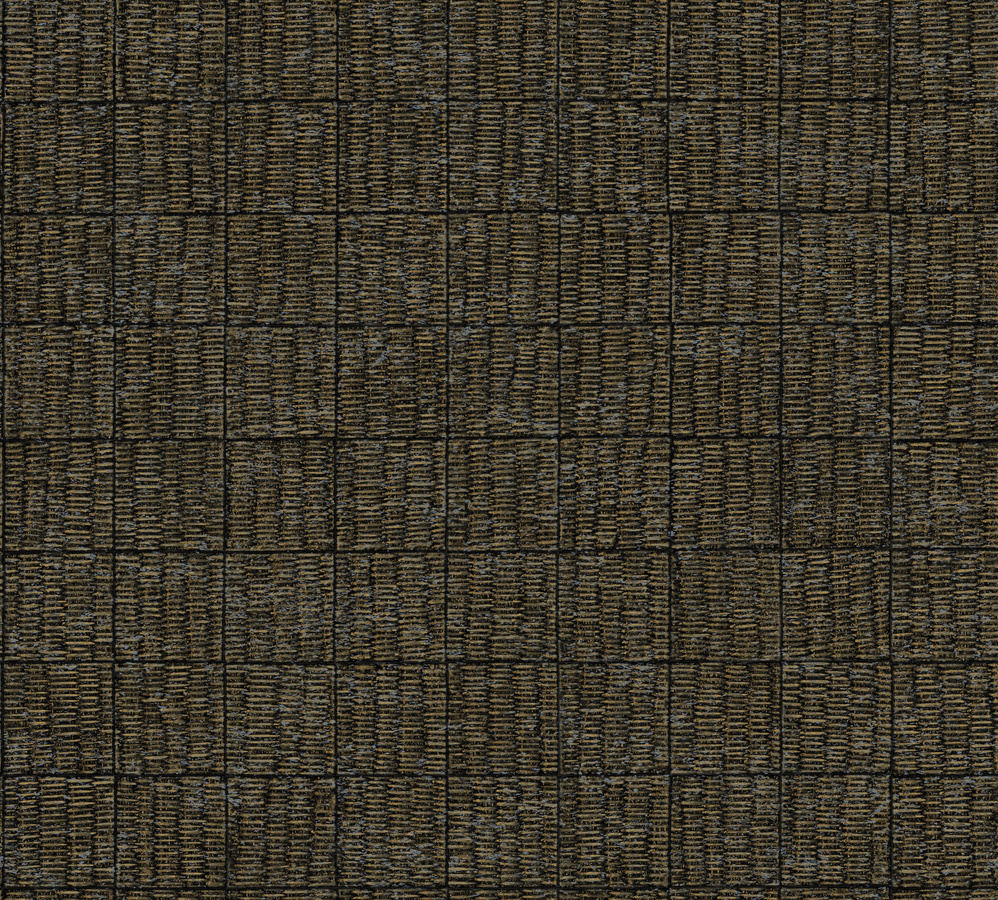 Elitis Flecht Tapete Mimbre Precioso in Dunkelbraun und Gold mit geometrischem Muster - Bild 1