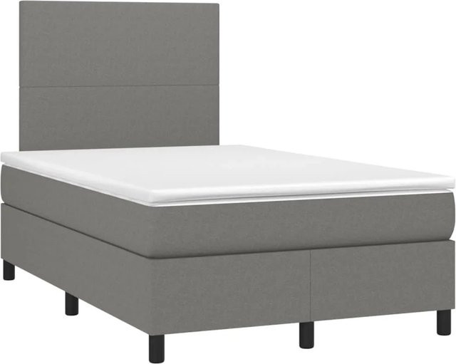 vidaXL Boxspringbett mit Matratze Hybrid-Design in Dunkelgrau und Weiß, B/T: 120 x 190 cm - Bild 1