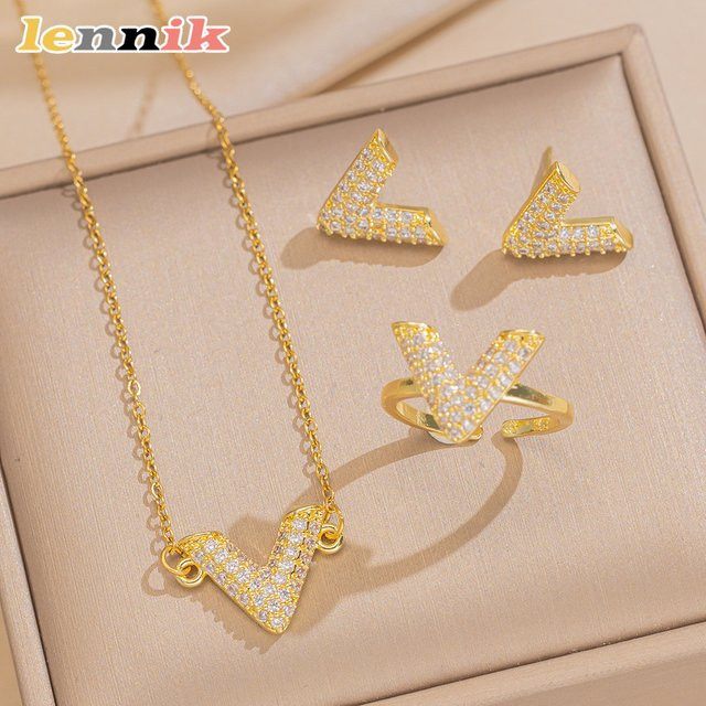 LENNIK Halskette, Edelstahl, Gold, Zirkonia, Damen - Bild 1