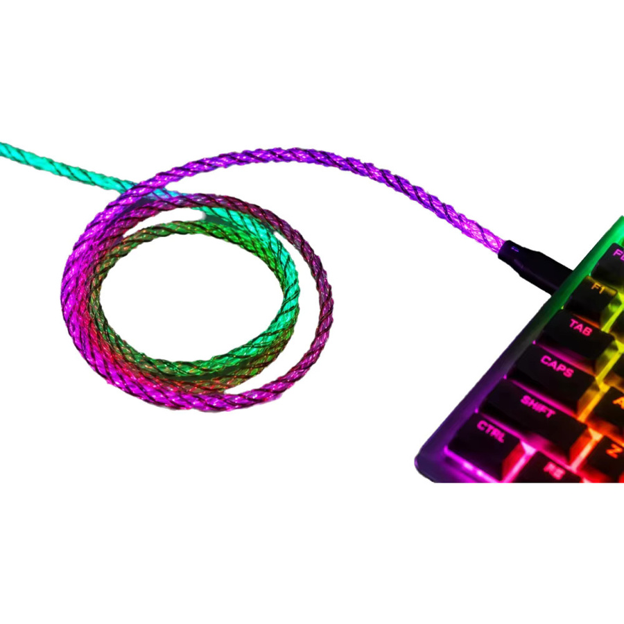 TROVANCO RGB Gaming-Tastaturkabel USB auf Typ-C, beleuchtetes geflochtenes Datenkabel für mechanische Tastaturen, Multicolor, Länge: 1 m - Bild 2