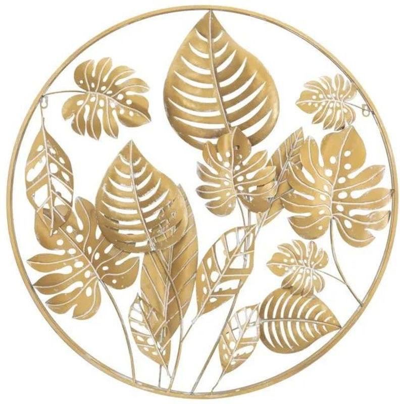 Mauro Ferretti Wanddekoration aus Metall in Gold mit floralem Blätterdesign, Durchmesser: 80 cm - Bild 1