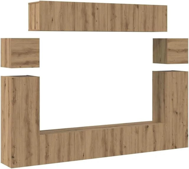 vidaXL TV-Schrankset 8-teilig modern in Eiche Braun aus Holzwerkstoff, B/T/H: 30,5 x 30,5 x 90 cm - Bild 1