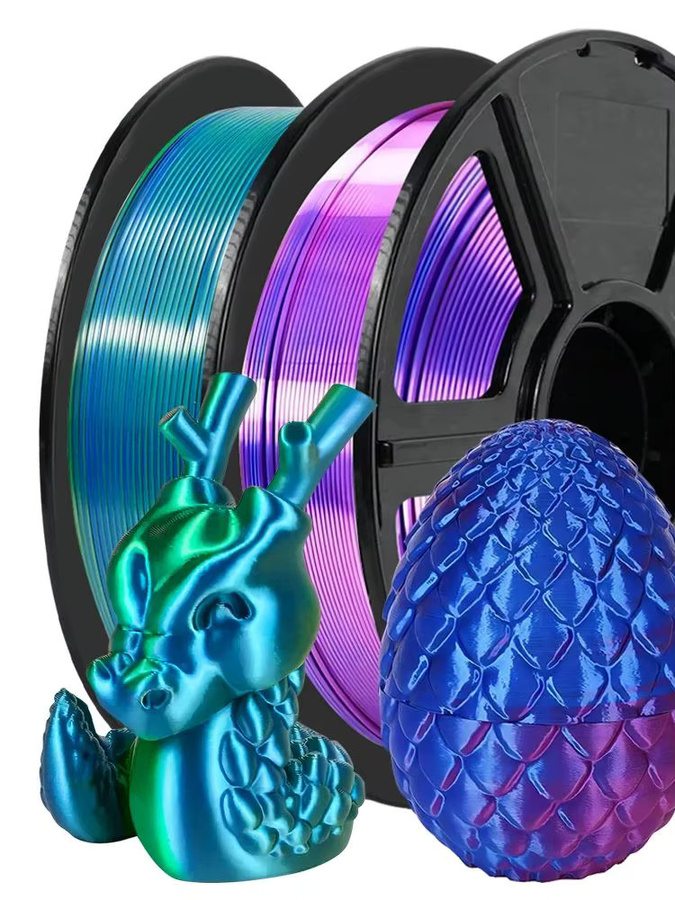 3D Maliang PLA Filament Seide Zweifarbig Blau-Rot und Blau-Grün 1,75 mm 2x 250 g für FDM-Drucker - Bild 5