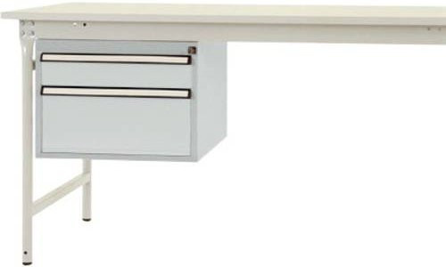 Manuflex ZB4552.7035 Gehäuse-Unterbau stationär in Grau und Weiß mit 2 Schubfächern und Nutzhöhe 300 mm für Tischtiefe 800 mm - Bild 1
