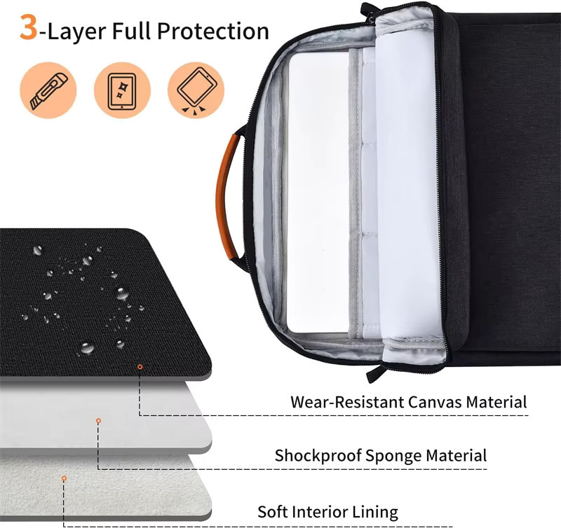OLPAY Laptop-Hülle als Schultertasche mit stoßfestem Griff für MacBook Air 11, 12 und 13,6 Zoll, Farbe: Schwarz - Bild 5