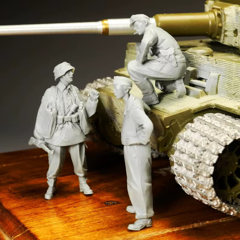 BAANFU Historische Militär-Hobby-Miniatur-Panzerbesatzung, Harzfiguren, Maßstab 1:35, 3 Personen, unmontiert und unbemalt - Bild 3
