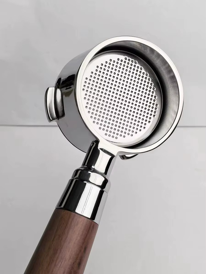 3Ears Bodenloser Kaffee-Siebträger mit Holzgriff in Braun, kompatibel mit Delonghi ECP Serie ECO / EM Serie, 51mm - Bild 5