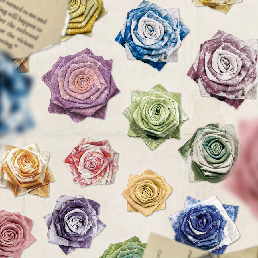 10 Stück Tie-Dye Blumen-Aufkleber für DIY Scrapbooking und Junk Journal in Multicolour - Bild 4