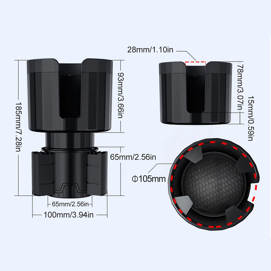 APWIKOGER Auto-Getränkehalter mit verstellbarer Basis und rutschfestem Design in Schwarz - Bild 6