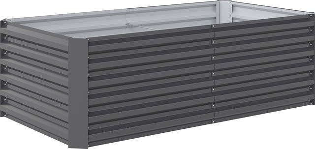 Outsunny Hochbeet Metall Dunkelgrau B/T/H: 180 x 90 x 57,5 cm Wetterfestes Gartenbeet mit Stützstange und offenem Boden für Kräuter und Pflanzen - Bild 1