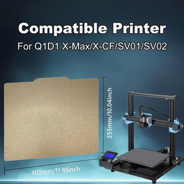 QIDI SV01/SV02 Bauplatte mit PEI-Beschichtung, doppelseitige strukturierte flexible Federstahlplatte für QIDI X-Max/X-CF 3D-Drucker, B/T: 300 x 255 mm - Bild 1
