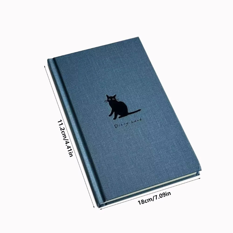 B5 Notizbuch mit Cartoon-Kätzchen-Illustration als Tagesplaner und Wochenplaner 2026, Hardcover, Blau - Bild 5