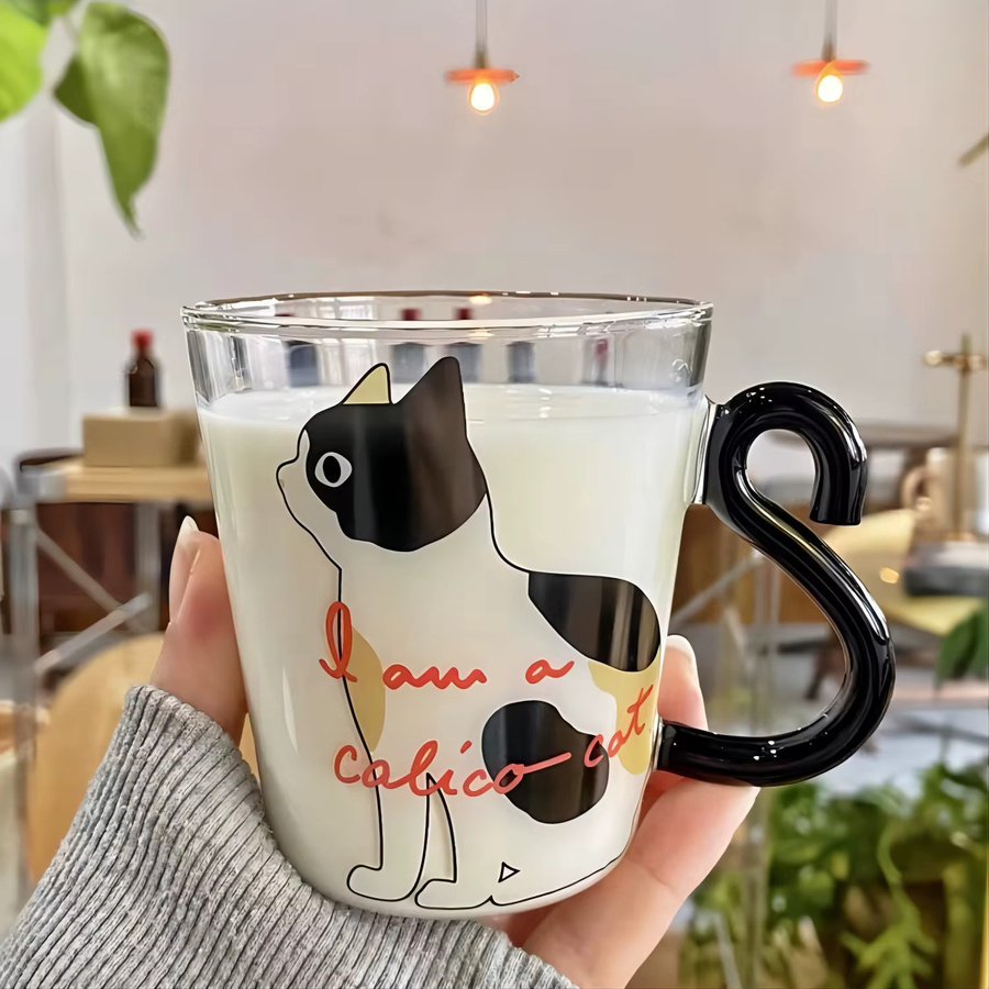 YWDL Tierförmige Glastasse mit Griff, transparente Kaffeetasse für Cappuccino und Latte, 250 ml - Bild 4