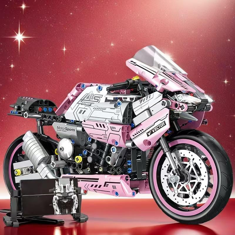 Yiran toy Konstruktionsbausteine Motorräder Rosa 1860 Stück - Bild 2