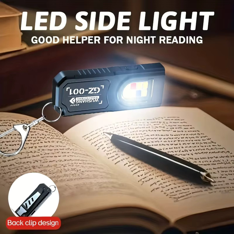 Heinast Mini COB LED Schlüsselanhänger-Taschenlampe in Schwarz, wiederaufladbare magnetische Arbeitsleuchte mit Typ-C Anschluss und Clip für Camping und Notfallbeleuchtung - Bild 2