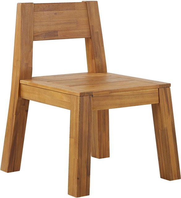 Beliani Gartenstuhl aus Akazienholz in Braun, B/T/H: 61 x 59 x 81 cm - Bild 1