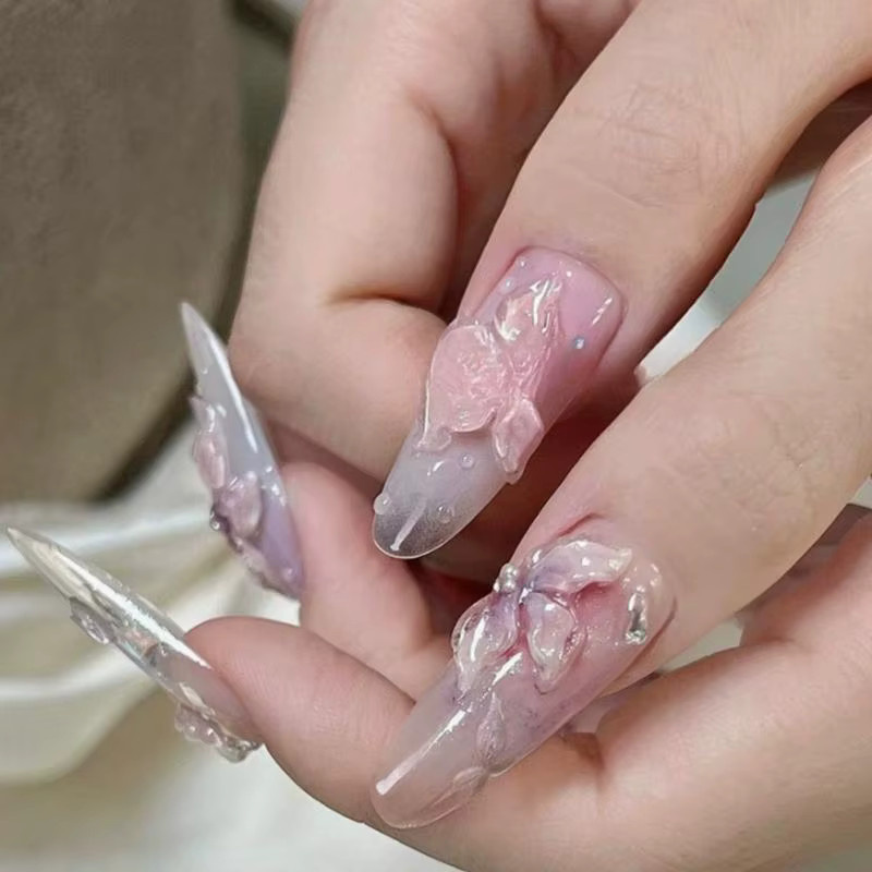 KuZHEN Silikon-Nagelkunstform, Lilienblume 3D Relief, Transparent - Bild 2