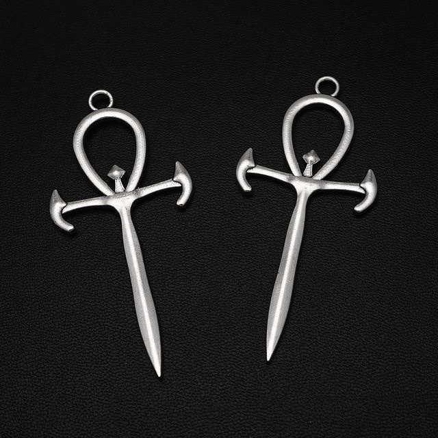 Fezrgea Ankh-Kreuz-Anhänger, Vintage, Silber, Unisex, 63x30mm - Bild 1