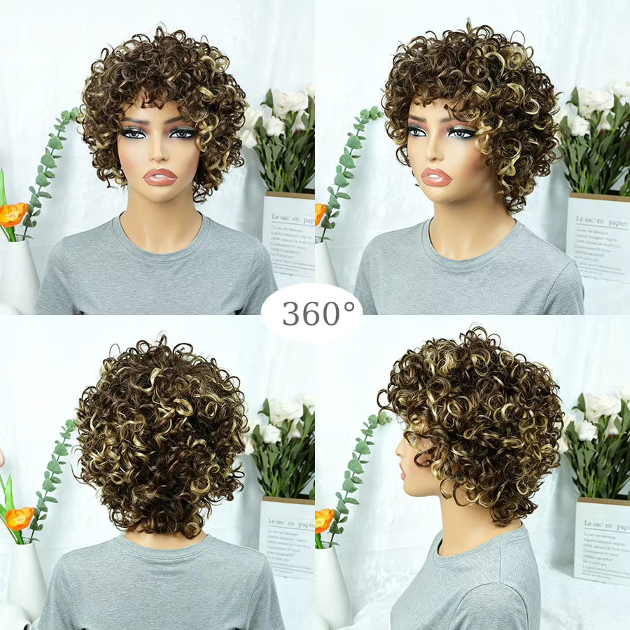 OYM HAIR Pixie-Cut Perücke, kurze lockige Echthaar-Perücke, Herren - Bild 5