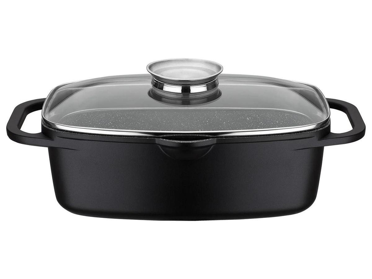 GSW Universalbräter Gourmet Granit in Schwarz mit Aromadeckel und Servierzange, B/T/H: 33 x 21 x 11,5 cm - Bild 2