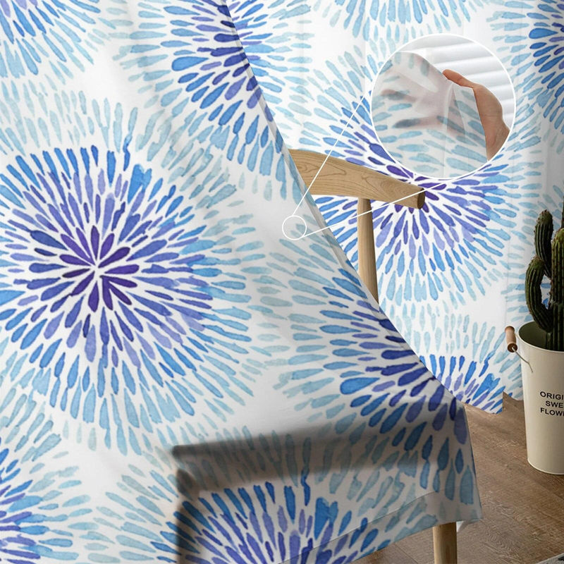 A Family Of Home Textiles Aquarell Ethnische Tüll Vorhänge aus Chiffon, transparent, B: 135 cm, H: 114 cm - Bild 5