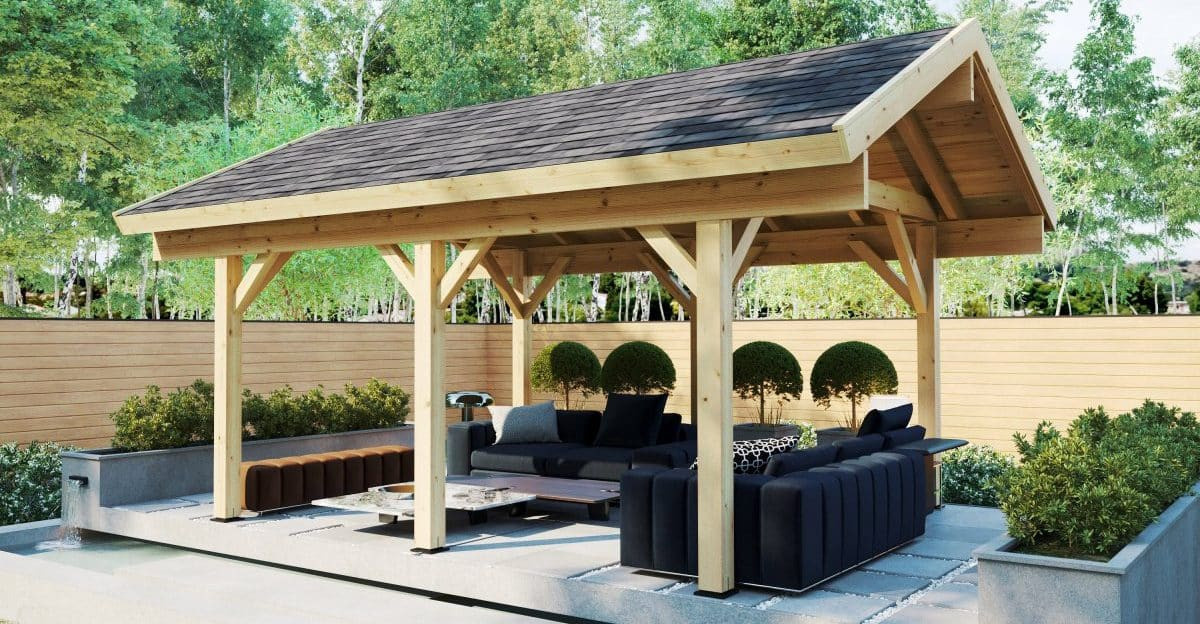 Gartenpavillon Henley von Hansagarten24 aus Nordischer Fichte in Braun, B/T: 500 x 400 cm, Höhe: 220 cm - Bild 2