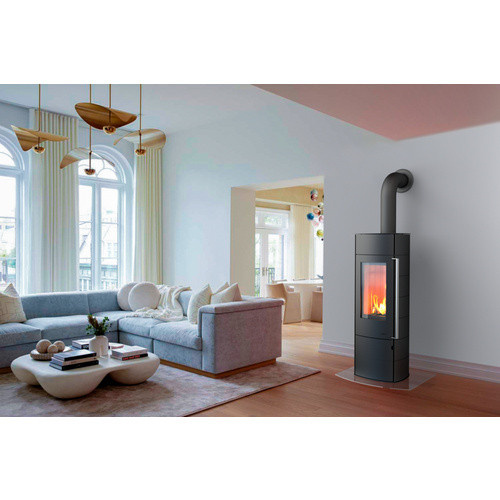 THERMIA Kaminofen Alpha Ring in Schwarz aus Stahl mit 7 kW Leistung - Bild 2