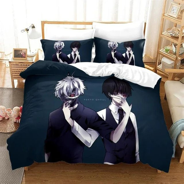 Tokyo Ghoul Bettwäsche-Set mit Kaneki Ken Motiv, 2-teilig, Schwarz, B/H: 133 x 70 cm - Bild 1
