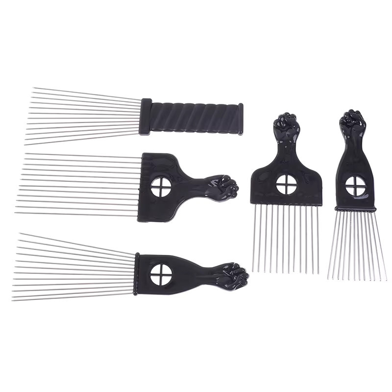 Schwarz Faust Afro Metall Kamm, Unisex - Bild 2