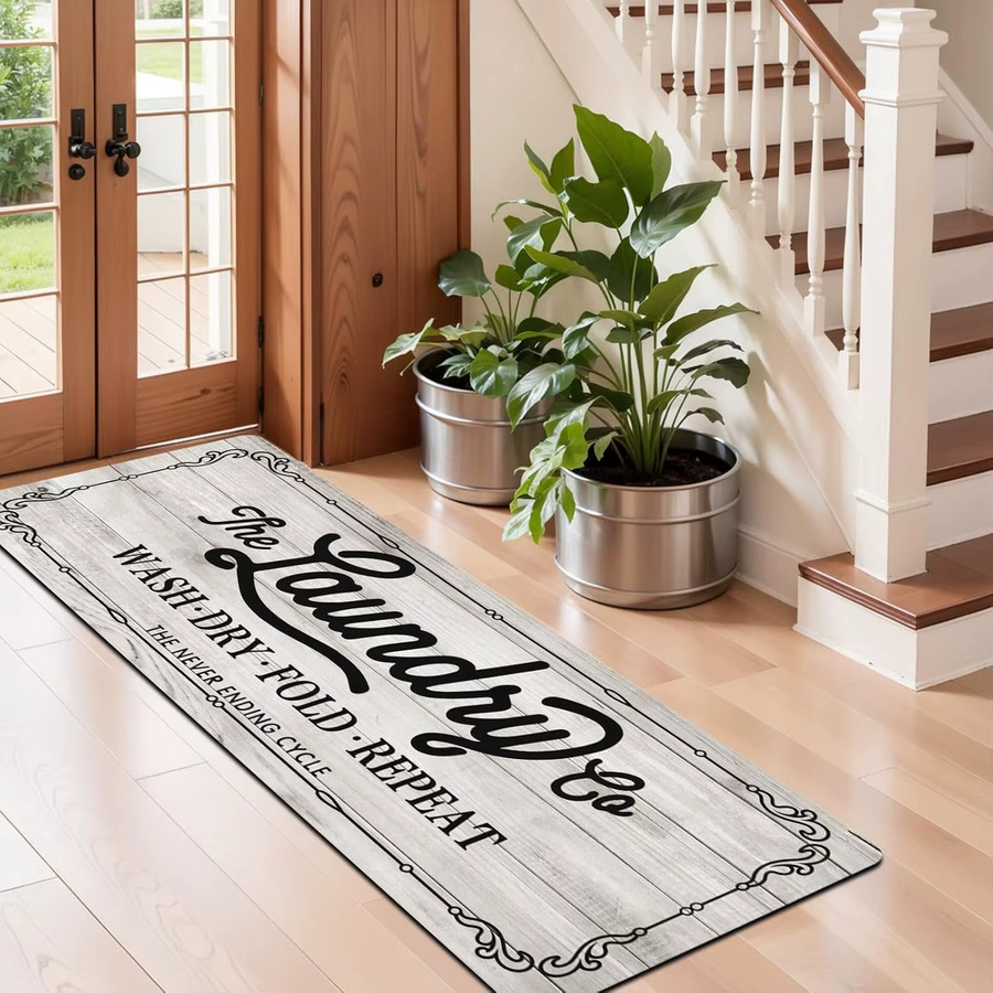 VIKAMA Küchenteppich im Landhausstil mit Streifenmuster, rutschfest, Farbe: Weiß, Breite: 120 cm - Bild 3
