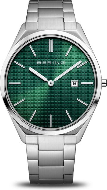 Bering Herrenuhr, Quarz, Edelstahl, Grün, 40 mm, 3 ATM - Bild 1