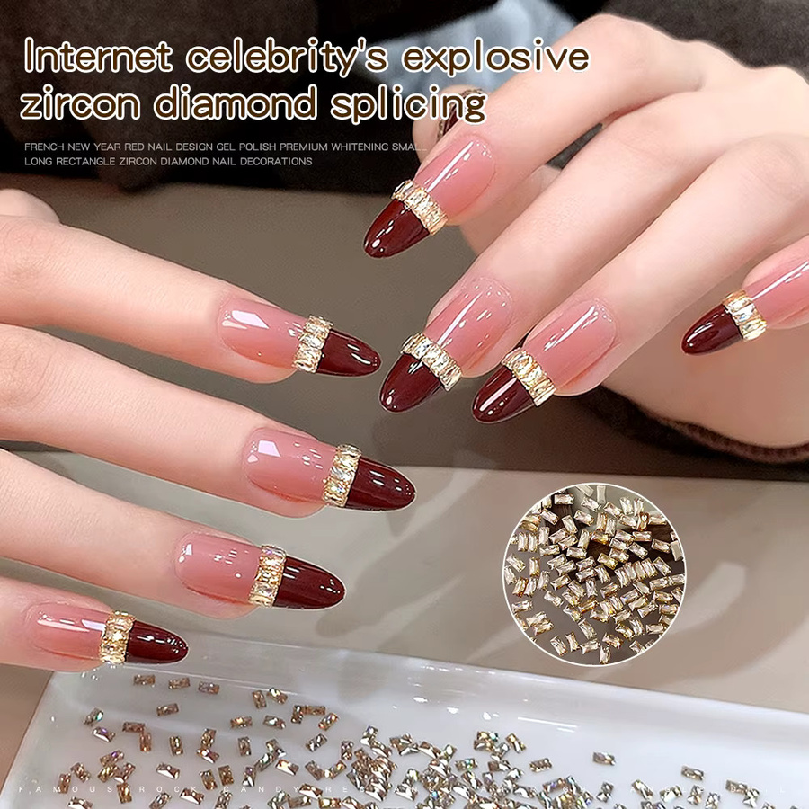 KANIU Baguette-Strass Zirkonia Nagel-Charms, Champagner, Glänzend - Bild 5