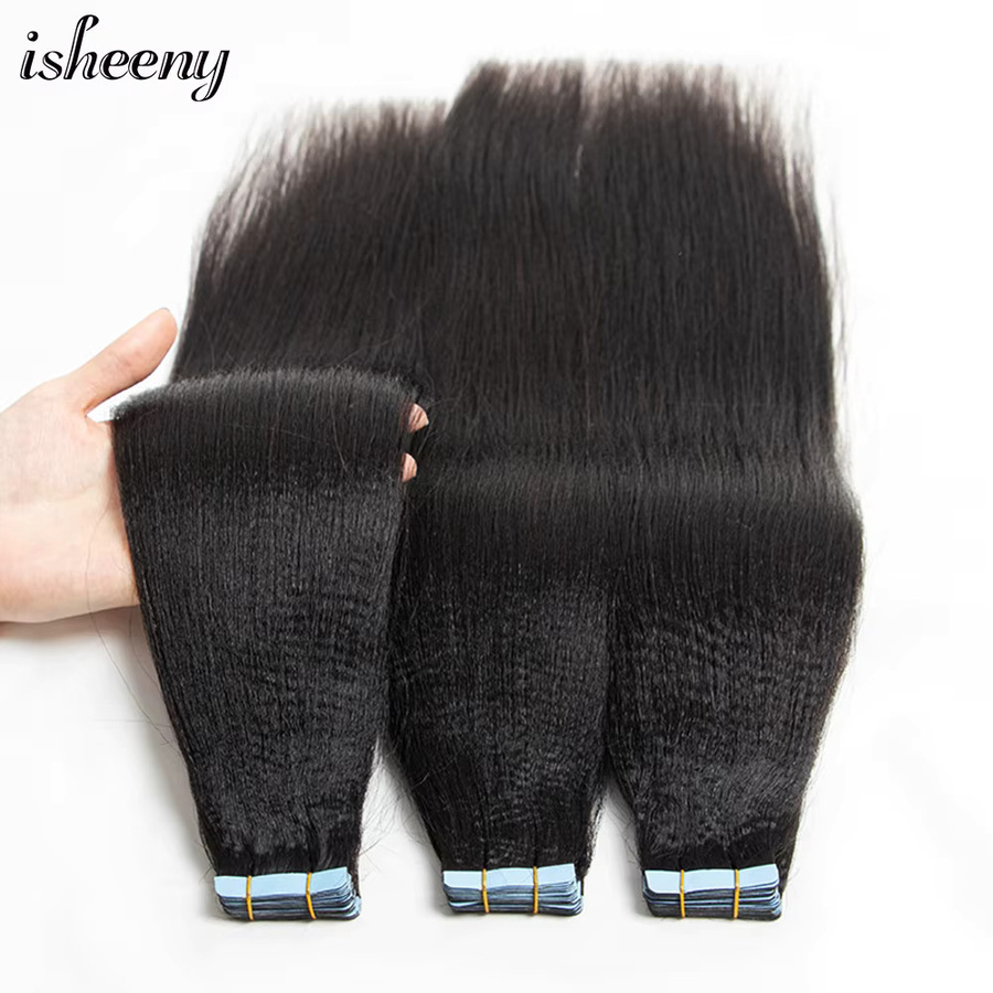 Isheeny Tape In Echthaarverlängerungen, Yaki Straight, 20 Stück - Bild 2