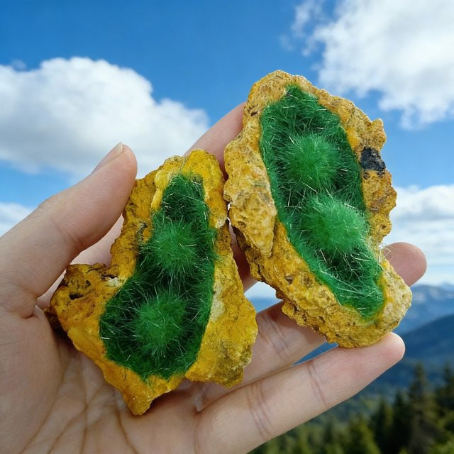 CrystalHola Eisenstein-Mineral Erzprobe in Grün als dekorative Steinprobe - Bild 1