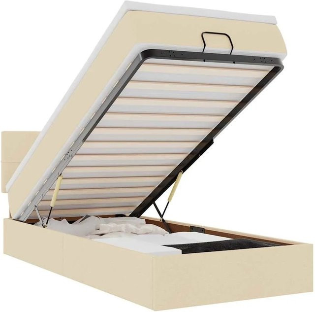 vidaXL Ottoman-Bett mit Matratze in Creme und Beige, B/T/H: 80 x 200 x 140 cm - Bild 1