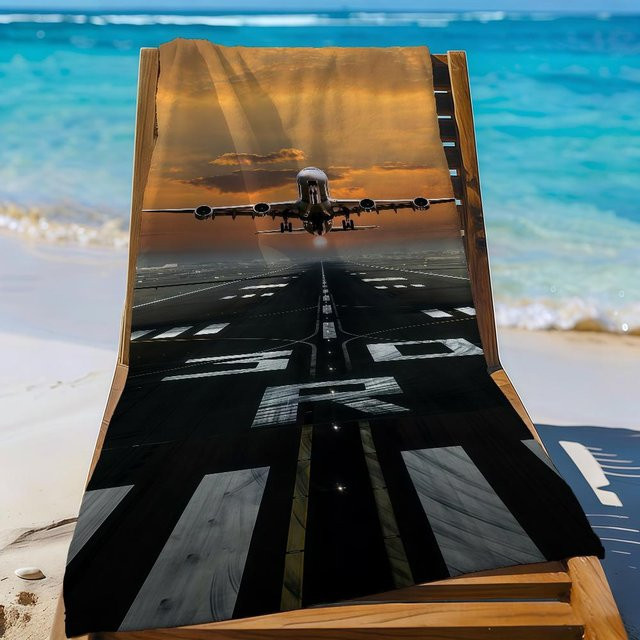 Beau Maison Strandtuch Aviator Flugzeugpilot, Sandfest und Schnelltrocknend, B/H: 80 x 160 cm, Multicolour - Bild 1