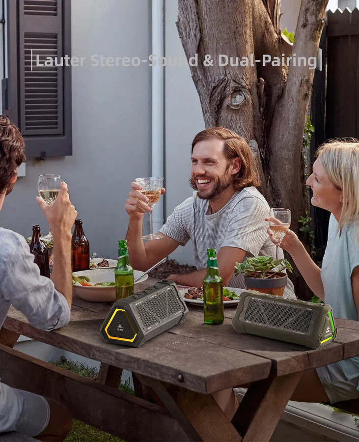 MLOVE P3 Bluetooth-Lautsprecher in Schwarz mit 40 W Ausgangsleistung, IPX7 wasserdicht, Stereo-Sound und RGB-Licht - Bild 3