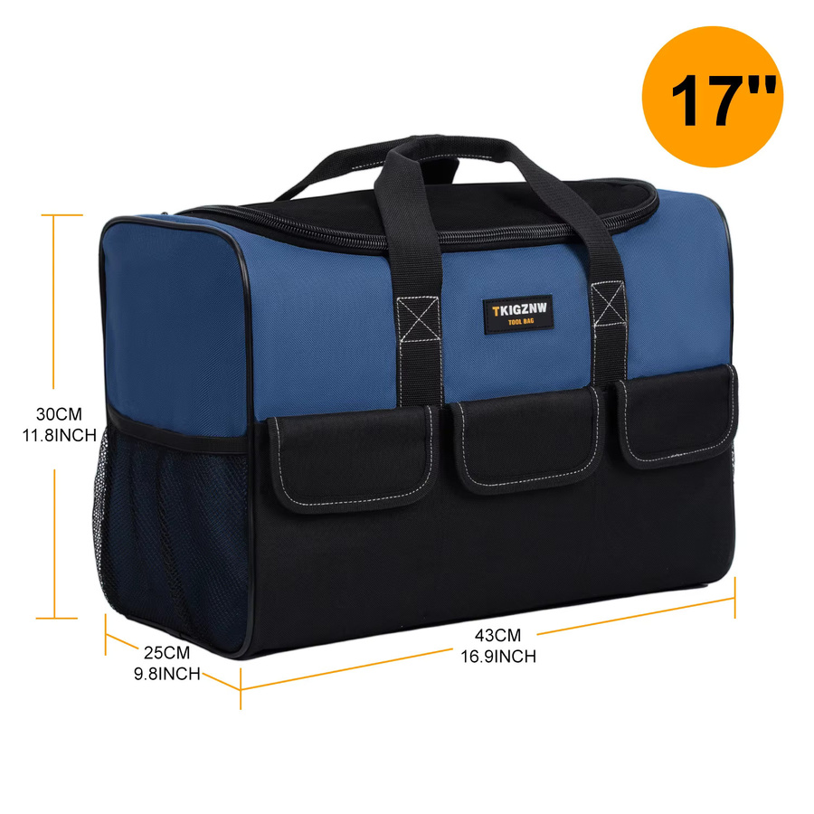 TKIGZNW T009 Werkzeugtasche 17 Zoll in Gelb und Blau mit 6 Außentaschen für Handwerker und DIY-Enthusiasten - Bild 5