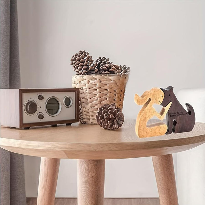 Mango Event Hundeskulpturen aus Holz in Braun - Handgefertigtes Set aus dekorativen Tierfiguren für Haus und Büro - Bild 2