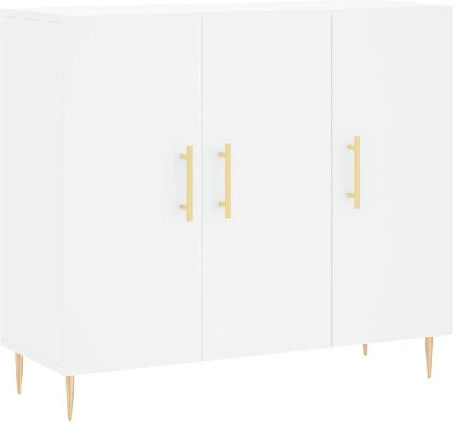 vidaXL Sideboard modern in Weiß aus Holzwerkstoff und Metall, B/T/H: 90 x 34 x 80 cm - Bild 1