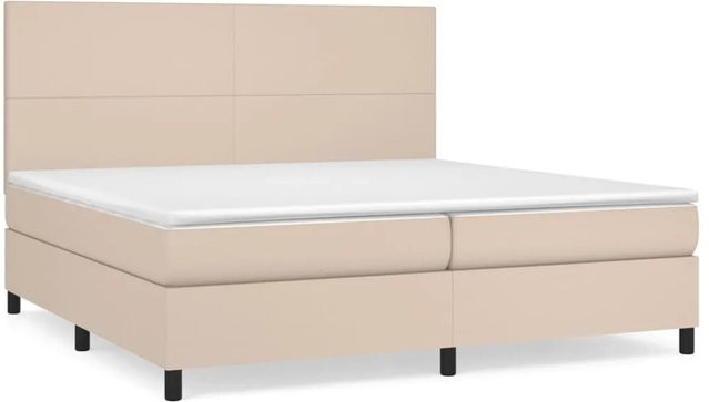vidaXL Boxspringbett mit Matratze in Cappuccino-Braun, Hybrid-Bett mit Taschenfederkern aus Kunstleder und Stoff, B/T: 200 x 200 cm - Bild 1