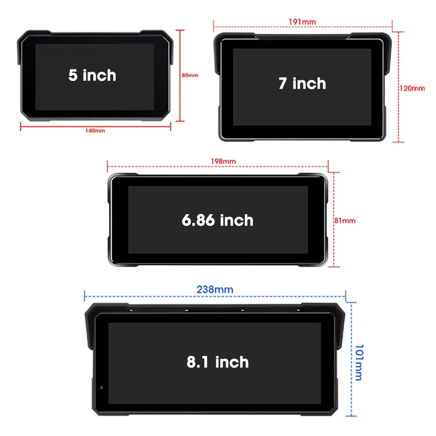 Develuck Tragbares Motorrad-Navigationsgerät mit GPS Touchscreen, Kabelloses CarPlay und Android Auto, IPX7 Wasserdicht, Schwarz - Bild 2