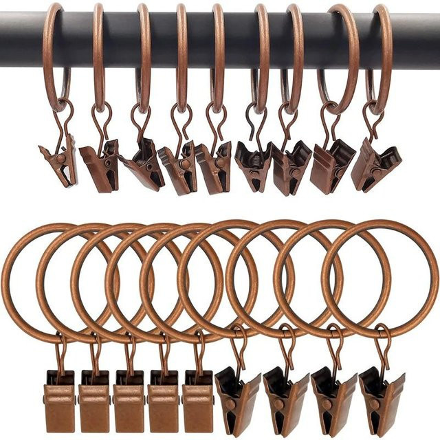 50 Stück Gardinenringe aus Metall in Bronze von YWZT Home Depot, rostfreie Vorhangclips und Aufhängehaken für deine Vorhänge - Bild 1