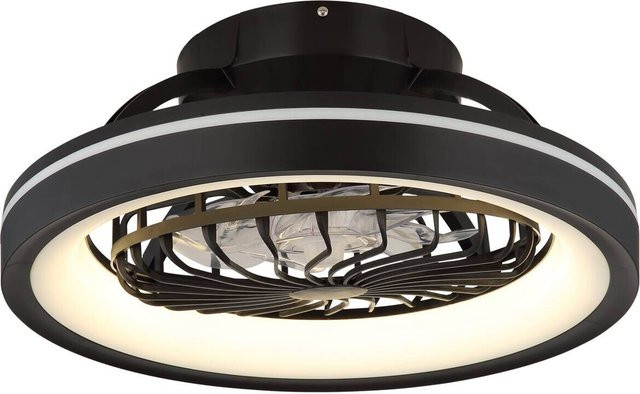 GLOBO LED-Deckenventilator DEANNE in Schwarz und Opal mit Fernbedienung und Dimmfunktion, Höhe: 20 cm, Durchmesser: 48 cm - Bild 1